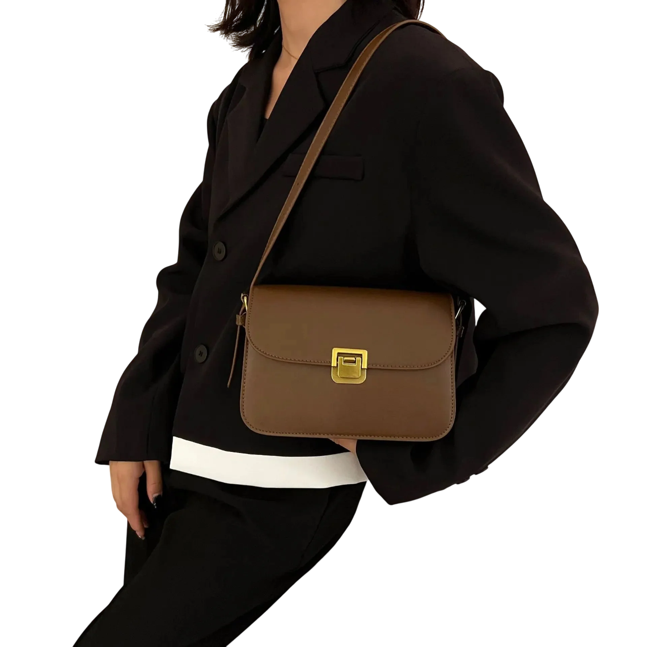 Roberta - Elegant Square Leather Shoulder Bag with Adjustable Strap
