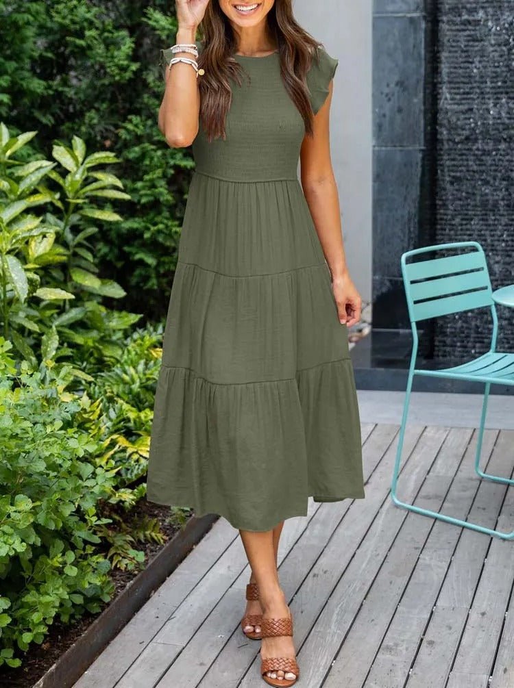 Leana - Flowing A-Line Midi Dress for Elegant and Comfortable Style