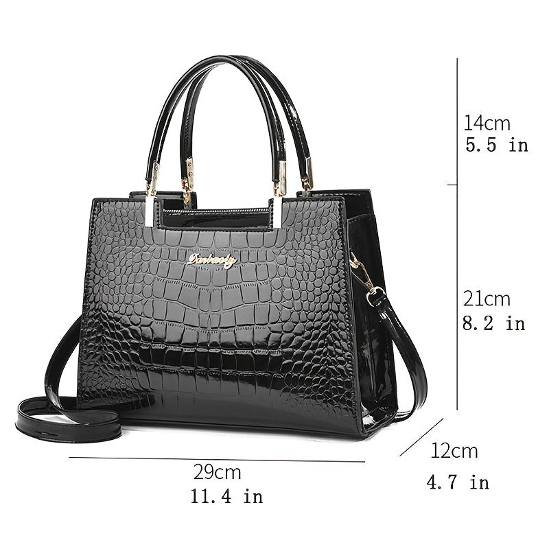 Melinda - Luxurious Shiny Crocodile Handbag for Stylish Looks