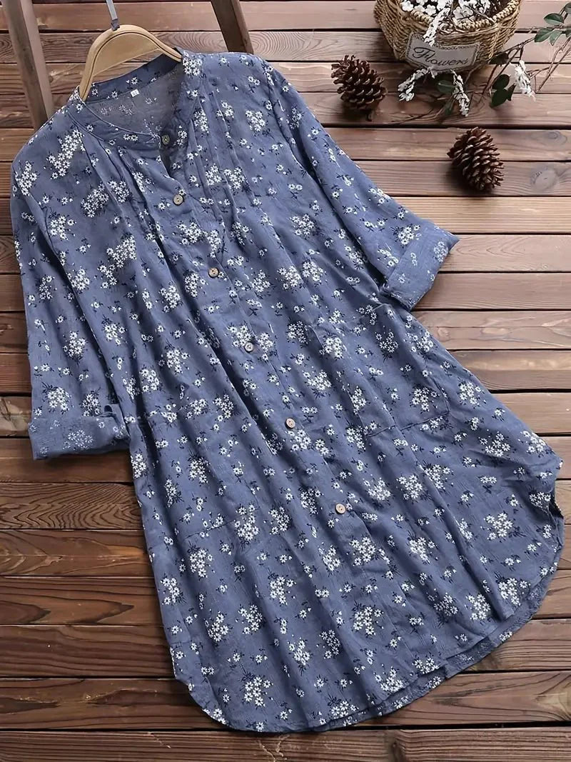 Faye - Beautiful Floral Button-Up Dress for Effortless Style