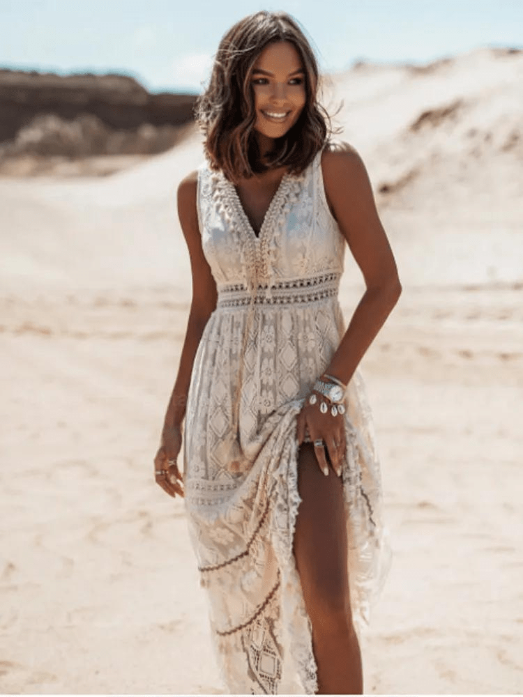 Honora - Romantic Boho Lace Dress with Flowing Silhouette