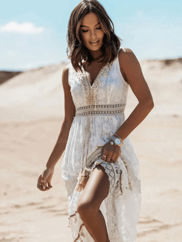 Honora - Romantic Boho Lace Dress with Flowing Silhouette