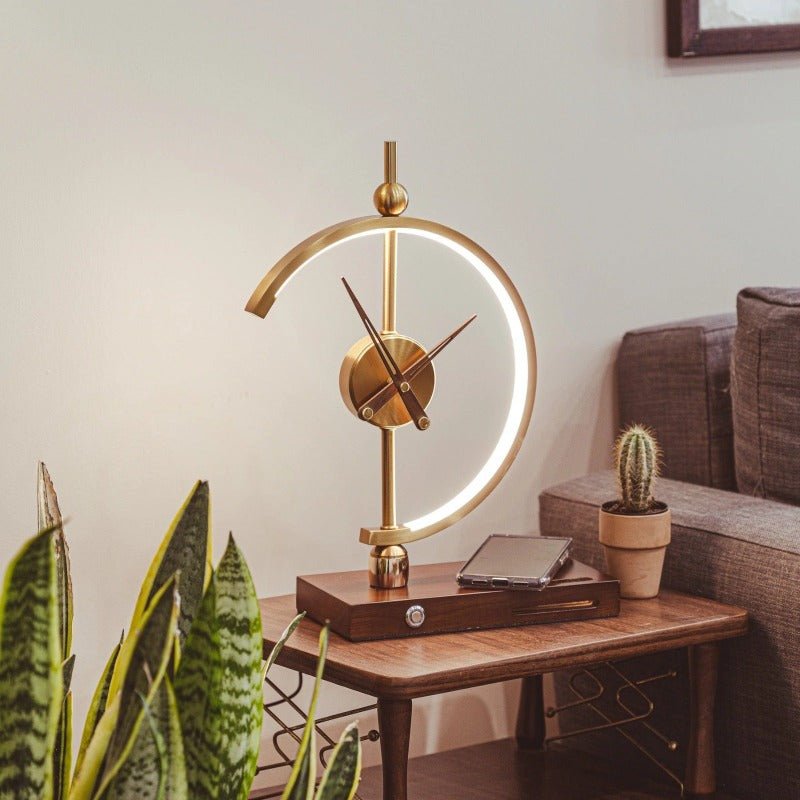 Glowfinity- Stylish Phare Clock Table Lamp with Integrated Light and Modern Design