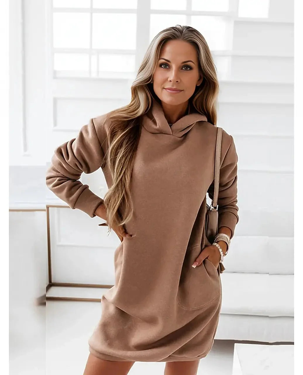 Rebekka - Casual Mini Hooded Dress for Sporty Chic Style