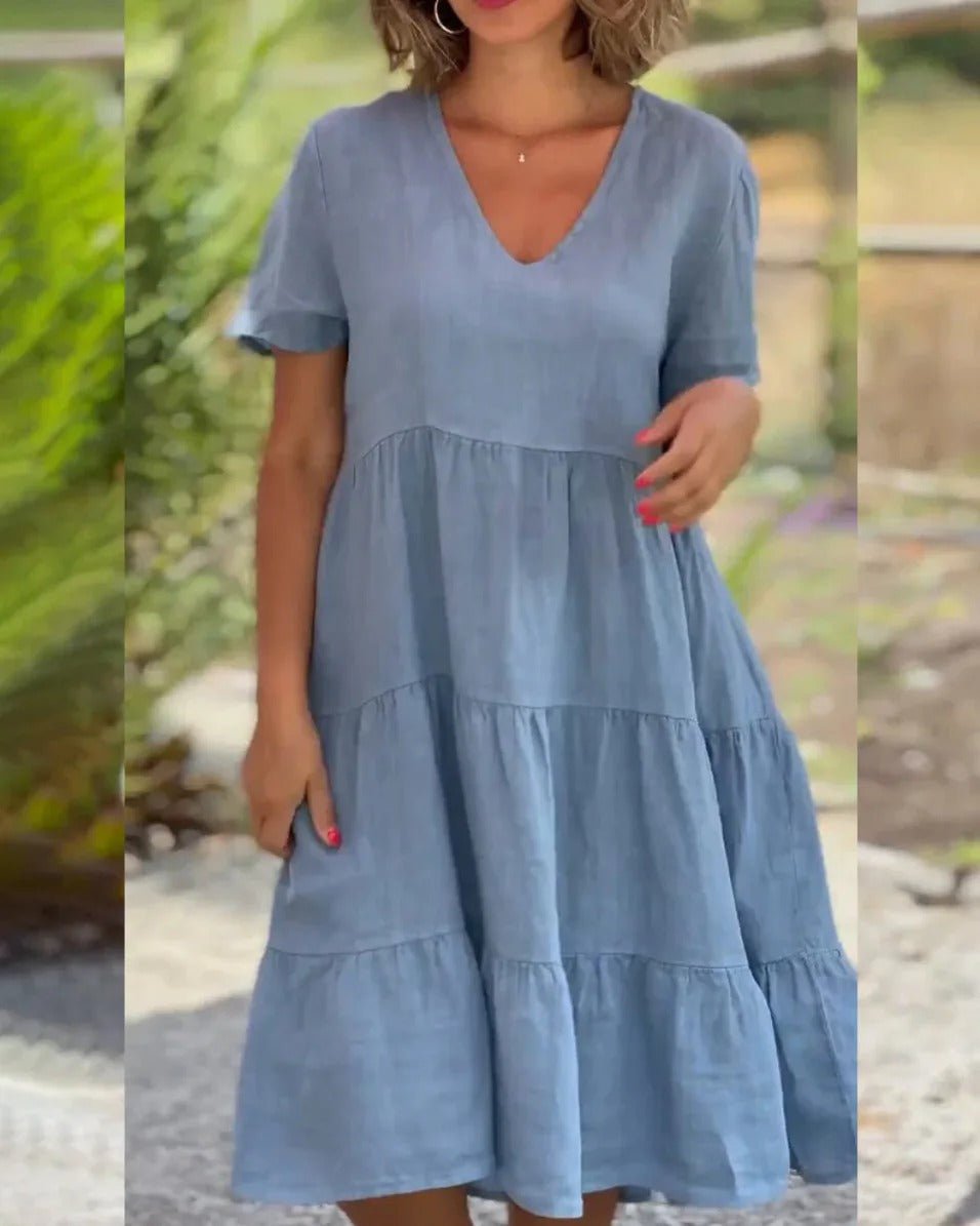 Tessa - Lightweight Flowing V-neck Dress for Casual Elegance