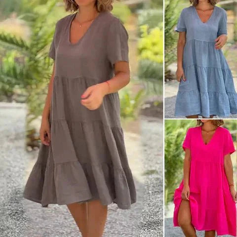 Tessa - Lightweight Flowing V-neck Dress for Casual Elegance