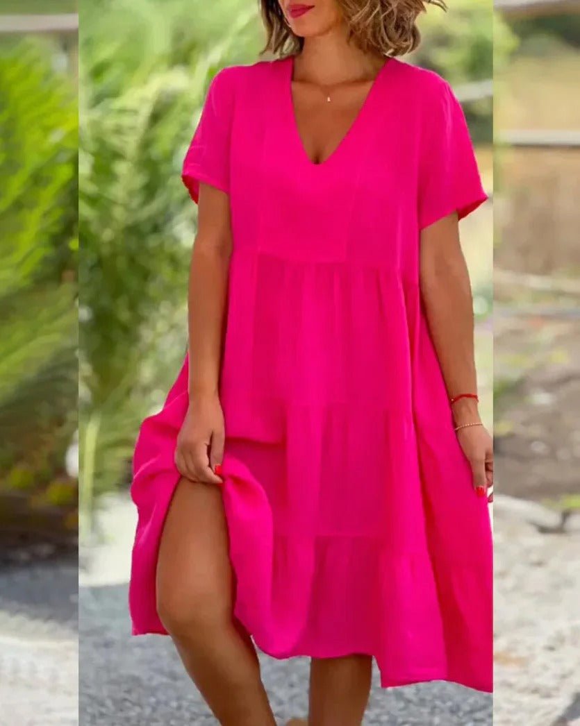 Tessa - Lightweight Flowing V-neck Dress for Casual Elegance