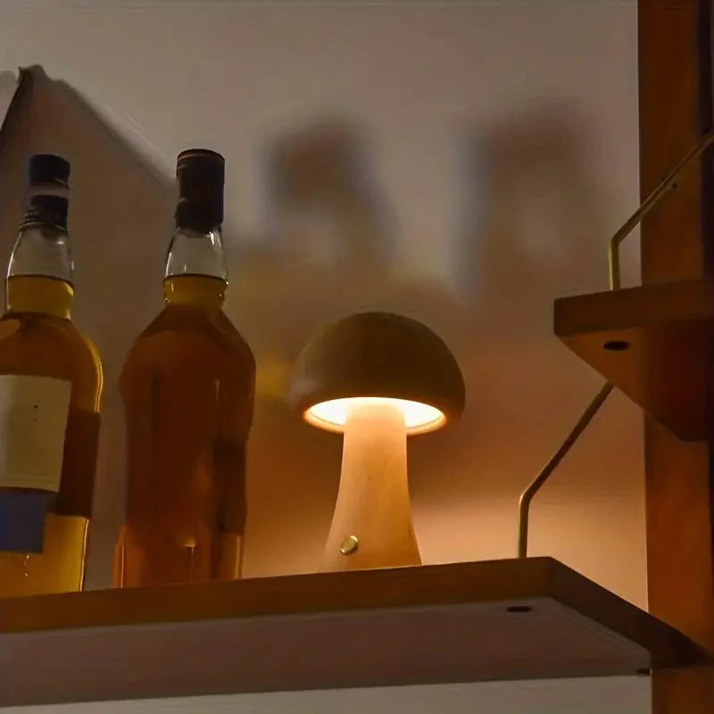 Optiglow- Shimmer Mushroom Table Lamp with Retro Charm and Soft Light