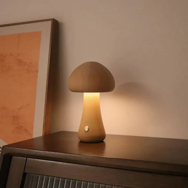 Optiglow- Shimmer Mushroom Table Lamp with Retro Charm and Soft Light