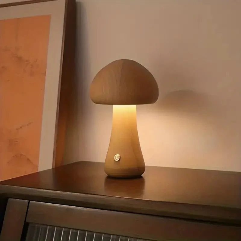 Optiglow- Shimmer Mushroom Table Lamp with Retro Charm and Soft Light