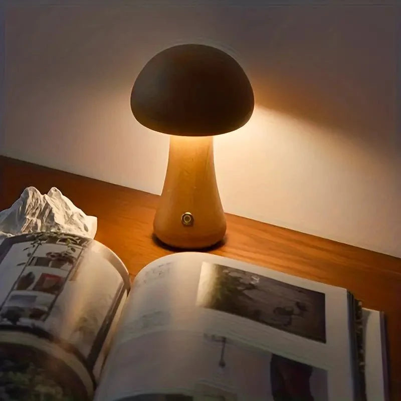 Optiglow- Shimmer Mushroom Table Lamp with Retro Charm and Soft Light