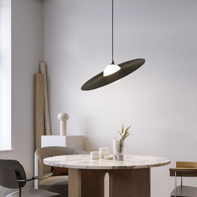 BrassBend - Futuristic Flying Saucer Pendant Lamp with Minimalist Design