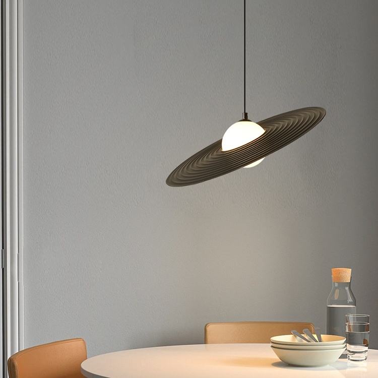 BrassBend - Futuristic Flying Saucer Pendant Lamp with Minimalist Design