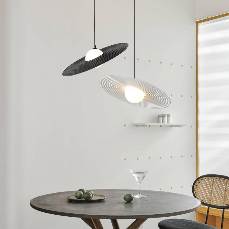 BrassBend - Futuristic Flying Saucer Pendant Lamp with Minimalist Design
