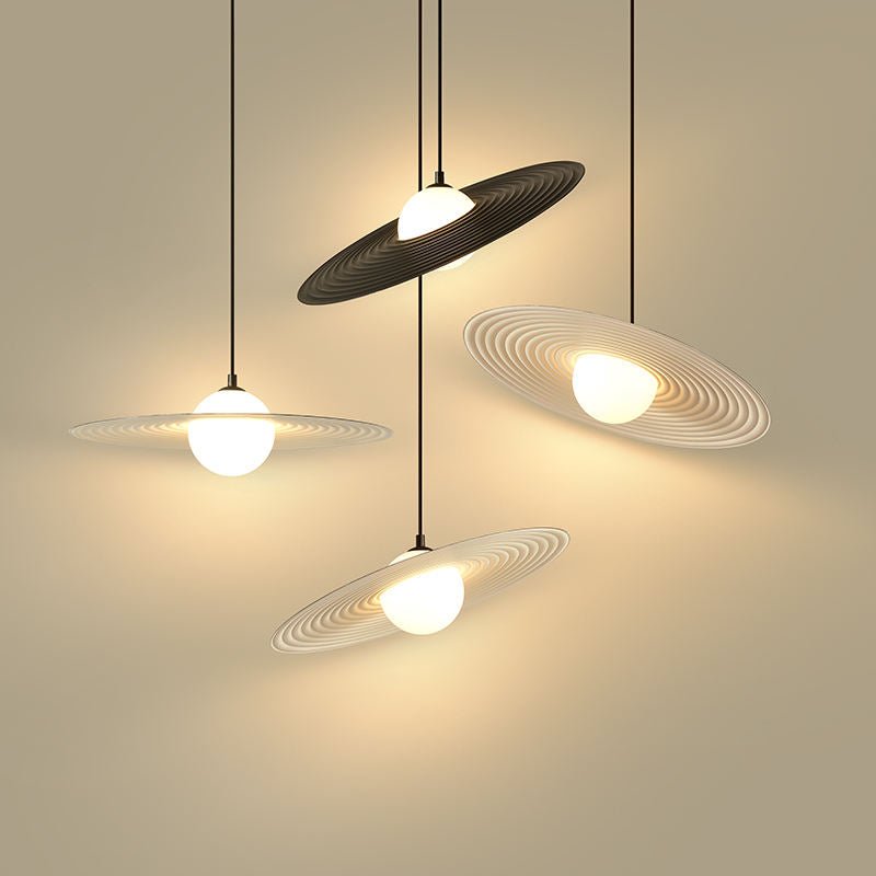 BrassBend - Futuristic Flying Saucer Pendant Lamp with Minimalist Design