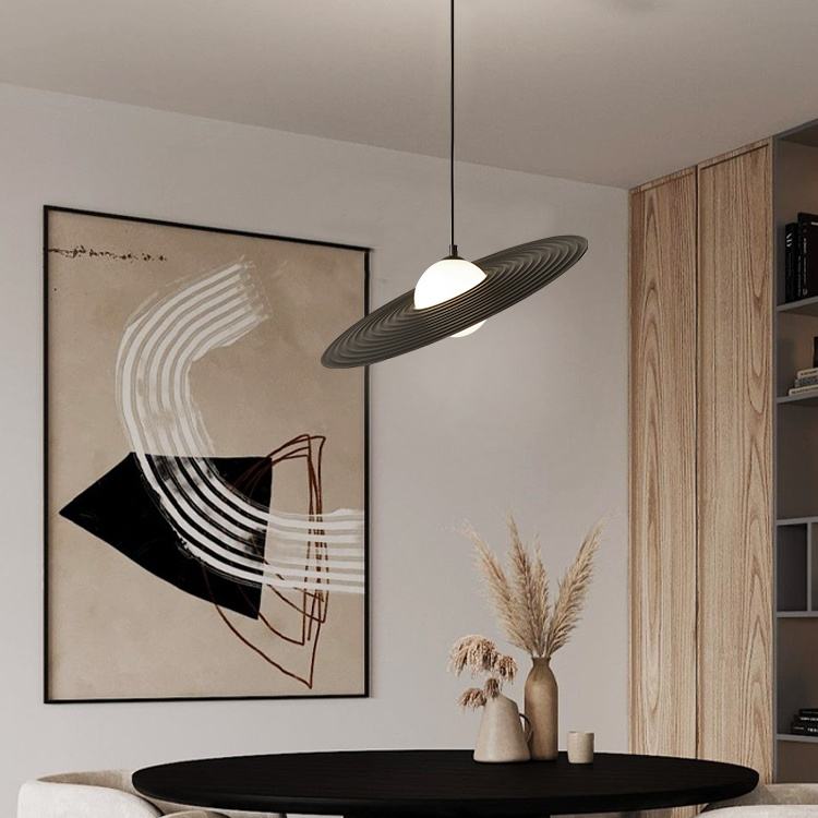 BrassBend - Futuristic Flying Saucer Pendant Lamp with Minimalist Design