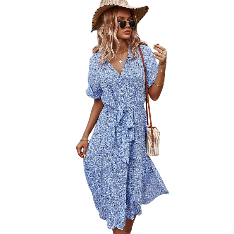 Quinley - Stylish Belted Floral Dress with Feminine Fit