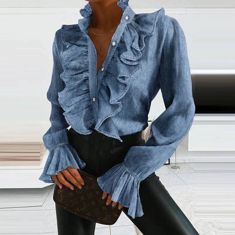 Viola - Elegant Ruffled Chiffon Blouse for Feminine Style