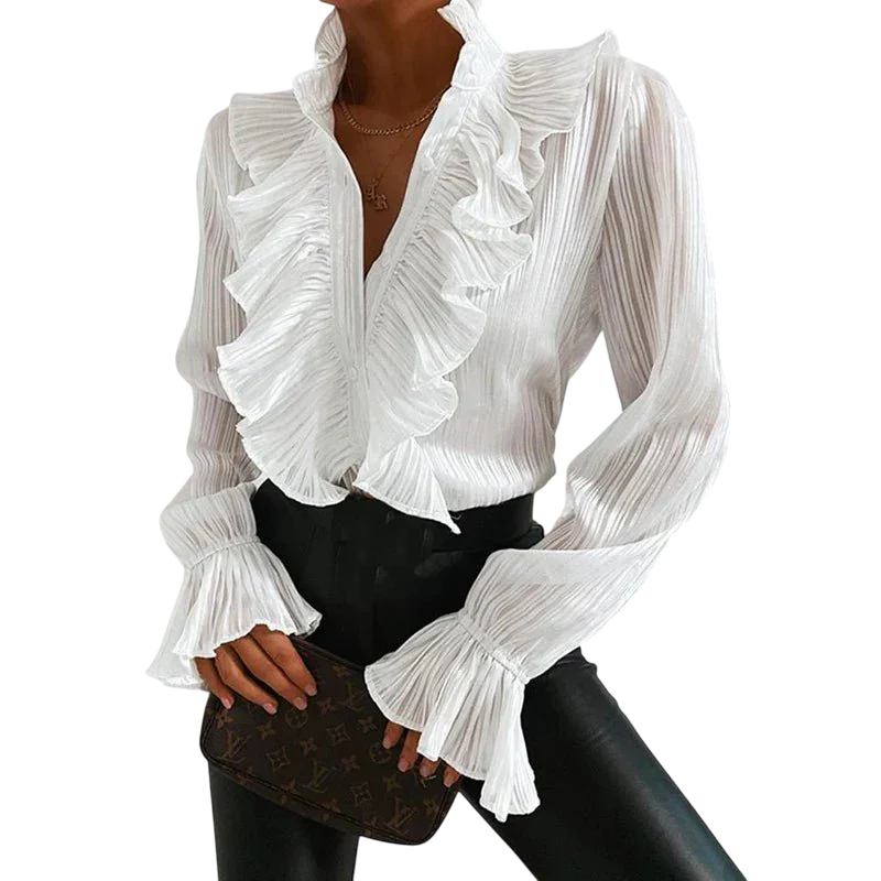 Viola - Elegant Ruffled Chiffon Blouse for Feminine Style