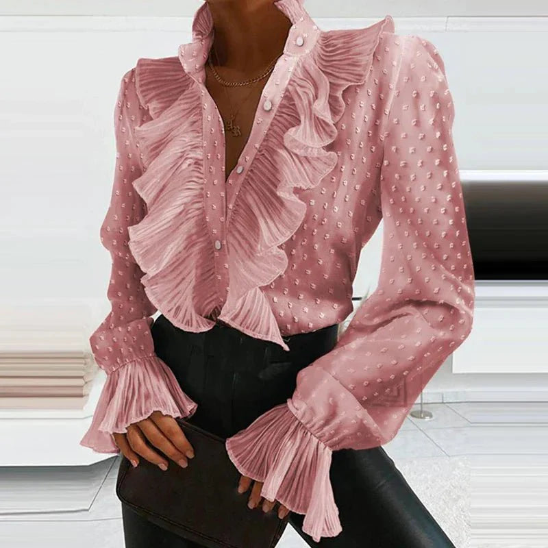 Viola - Elegant Ruffled Chiffon Blouse for Feminine Style
