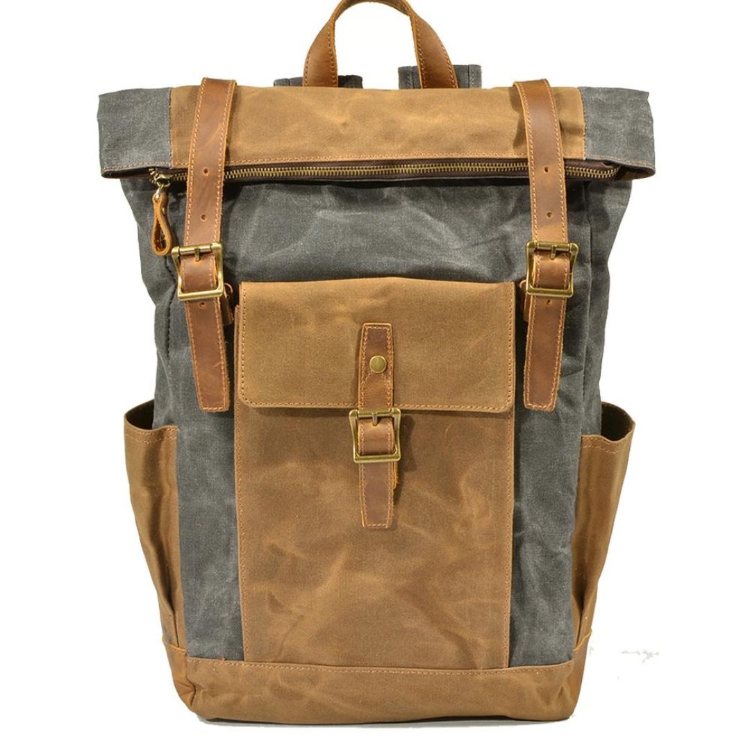 AuraBlend - Vintage Buckle Backpack with Robust Leather and Spacious Design