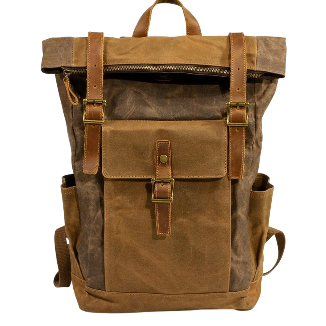 AuraBlend - Vintage Buckle Backpack with Robust Leather and Spacious Design