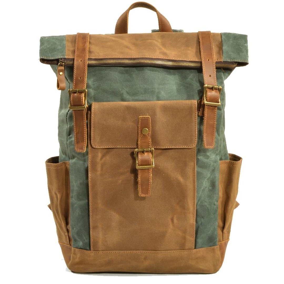AuraBlend - Vintage Buckle Backpack with Robust Leather and Spacious Design