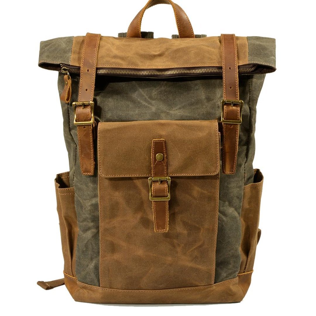 AuraBlend - Vintage Buckle Backpack with Robust Leather and Spacious Design