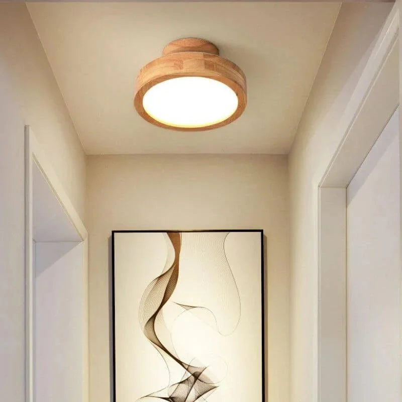 HaloDrift - Scandinavian Wooden Ceiling Light with Minimalist Design
