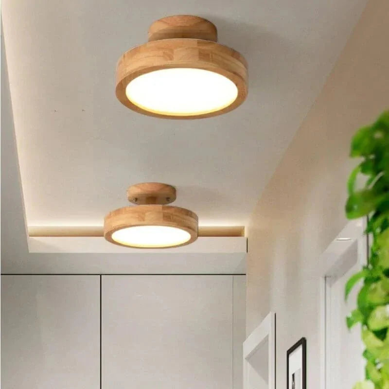 HaloDrift - Scandinavian Wooden Ceiling Light with Minimalist Design