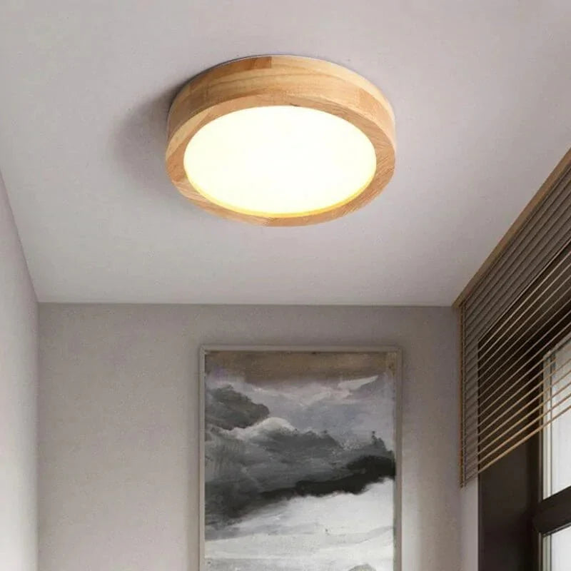 HaloDrift - Scandinavian Wooden Ceiling Light with Minimalist Design
