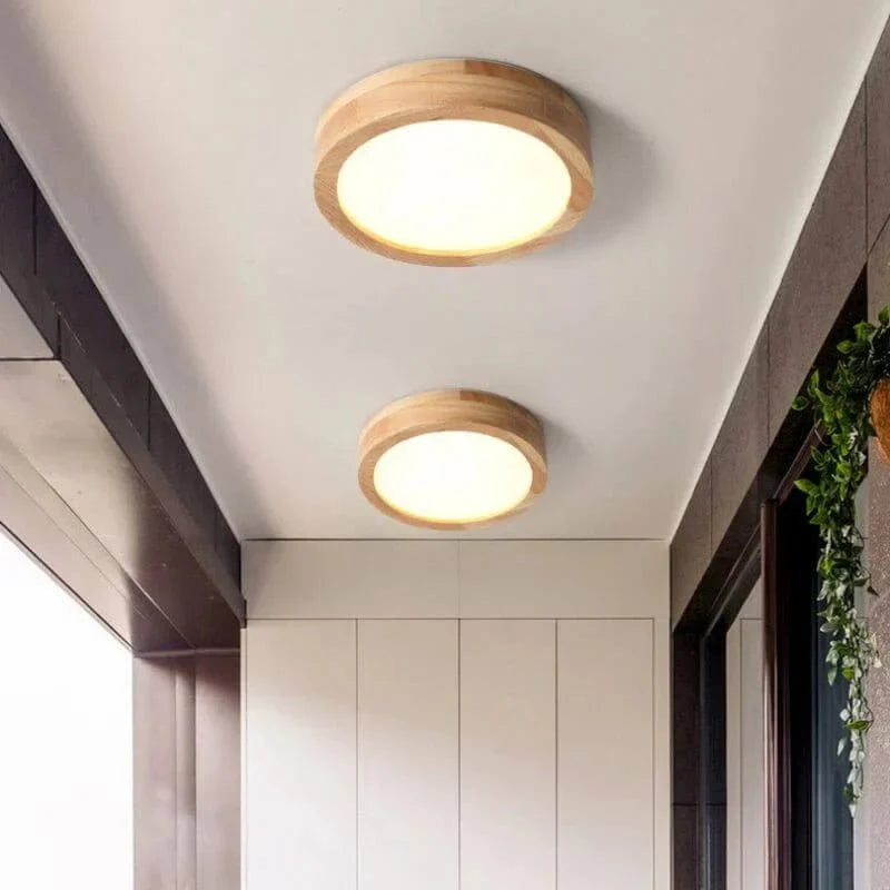 HaloDrift - Scandinavian Wooden Ceiling Light with Minimalist Design
