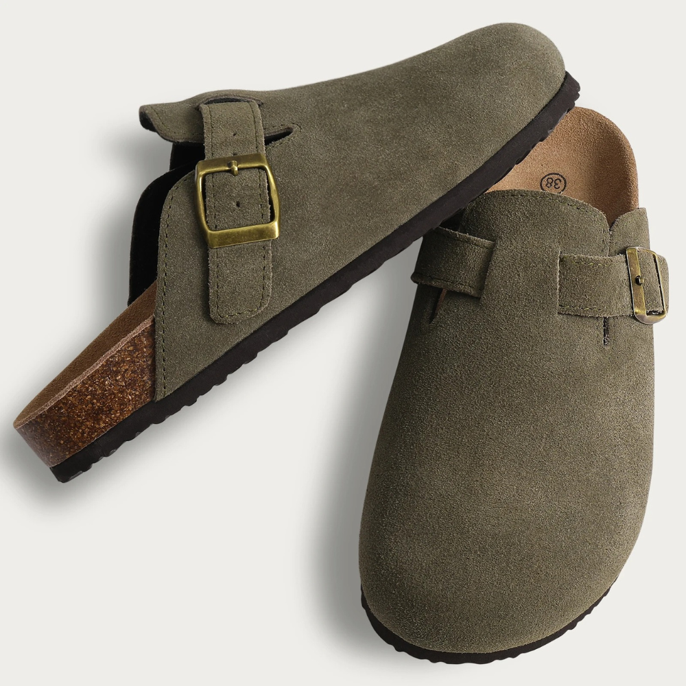 Queniva - Comfortable Suede and Cork Slippers for Indoor and Outdoor Use