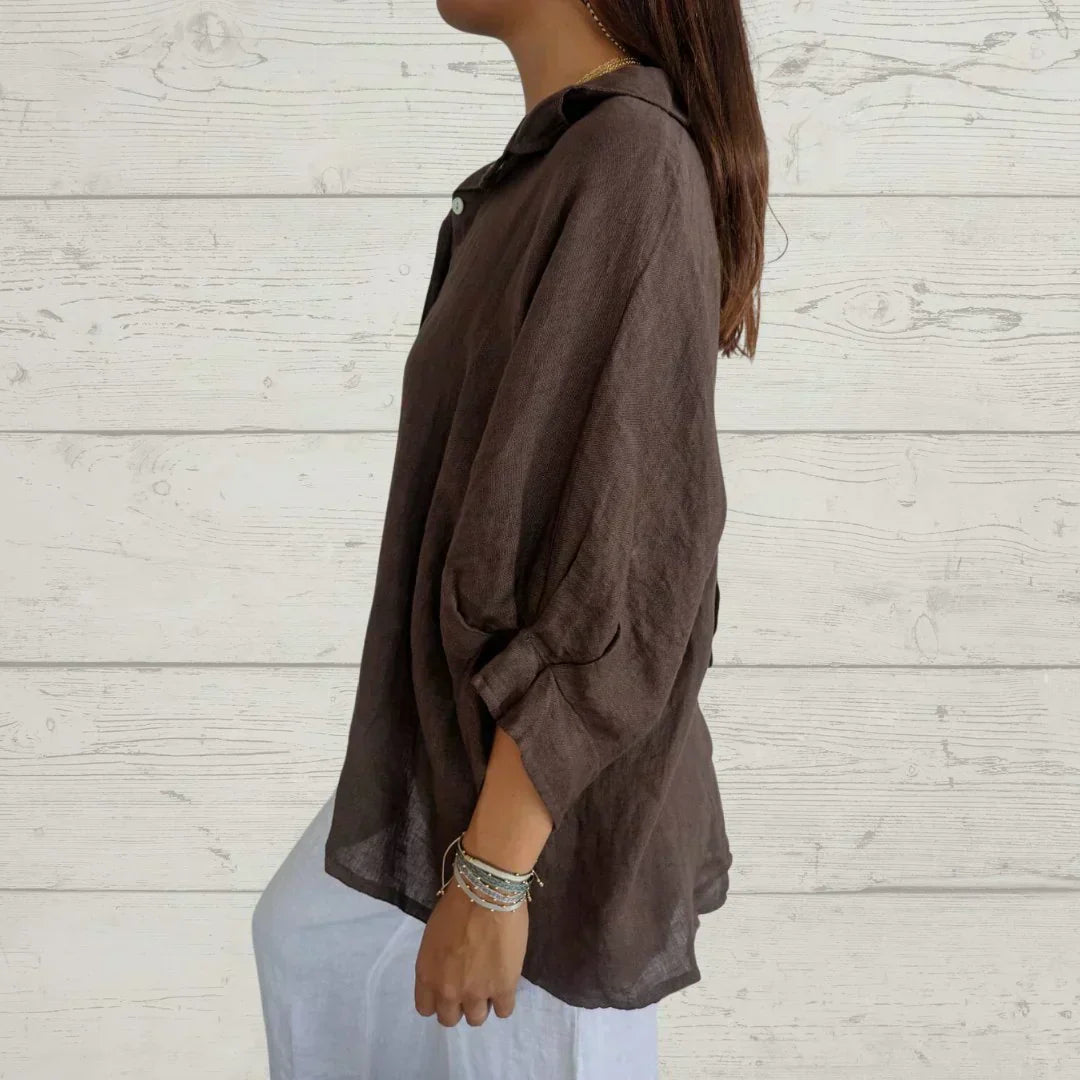 Hettie - Casual Cotton Linen Shirt Lightweight Relaxed