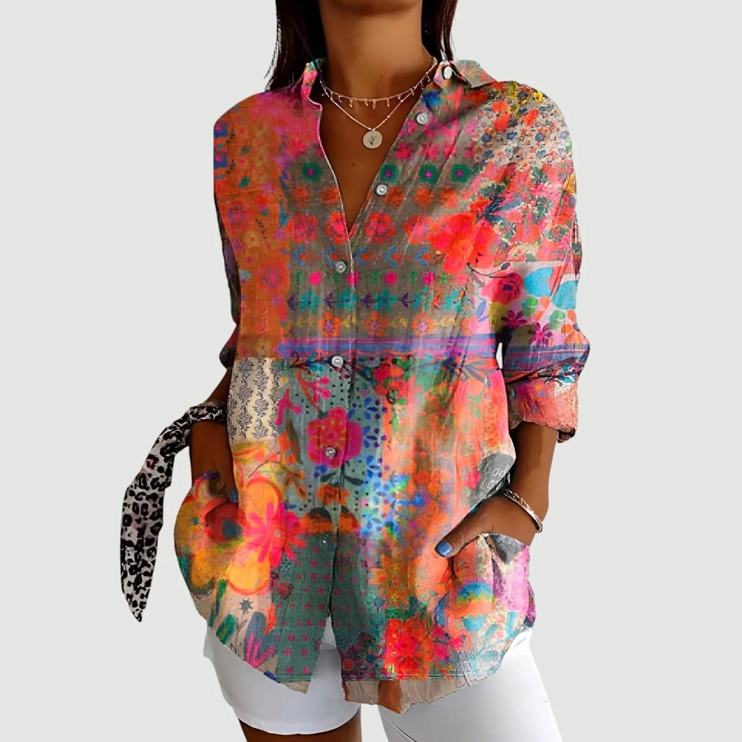 Zinnia - Elegant Floral Print Blouse for Timeless Style
