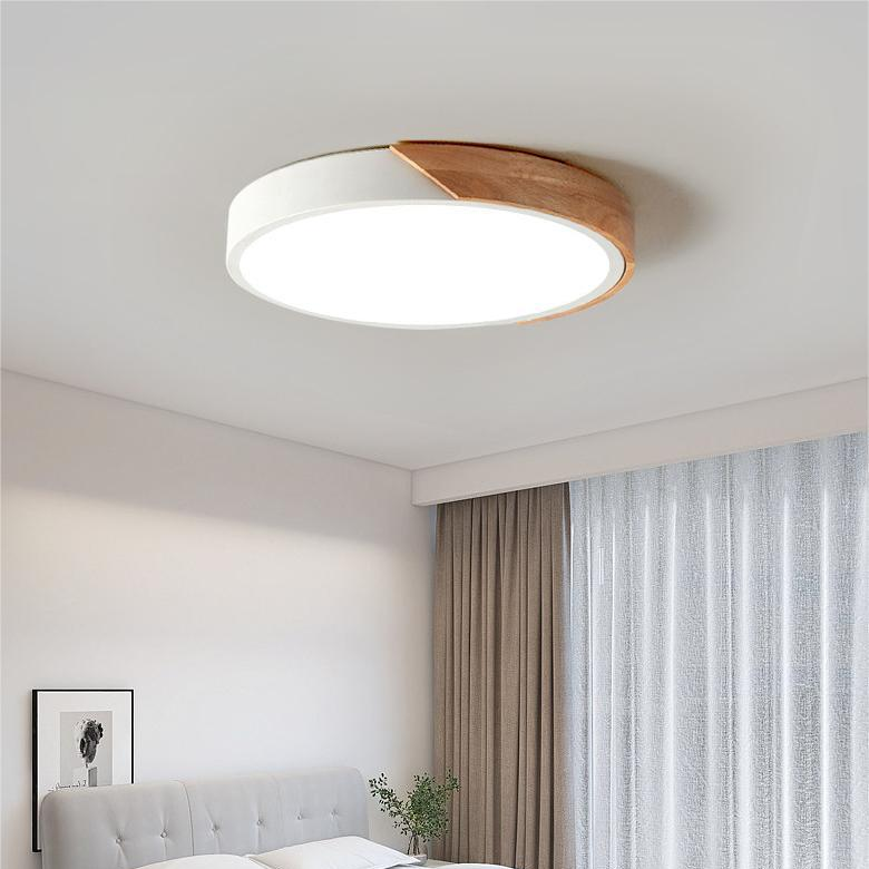 NestGLow - Modern Nordic Wooden Circular Ceiling Light for Elegant Interiors