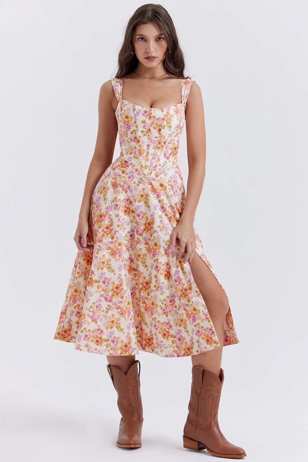 Brigid - Women's Floral Midi Summer Dress for Casual Outings