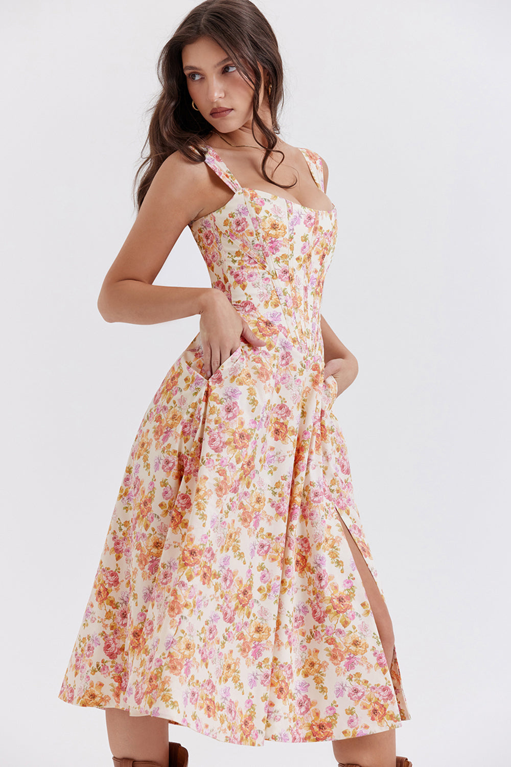 Brigid - Women's Floral Midi Summer Dress for Casual Outings