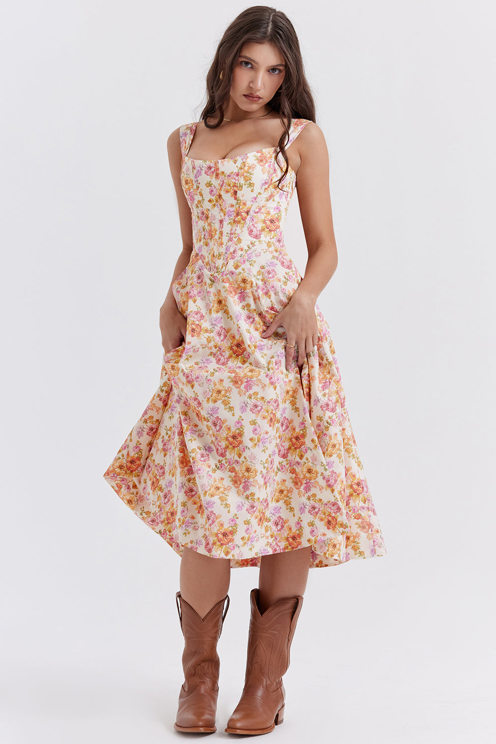 Brigid - Women's Floral Midi Summer Dress for Casual Outings