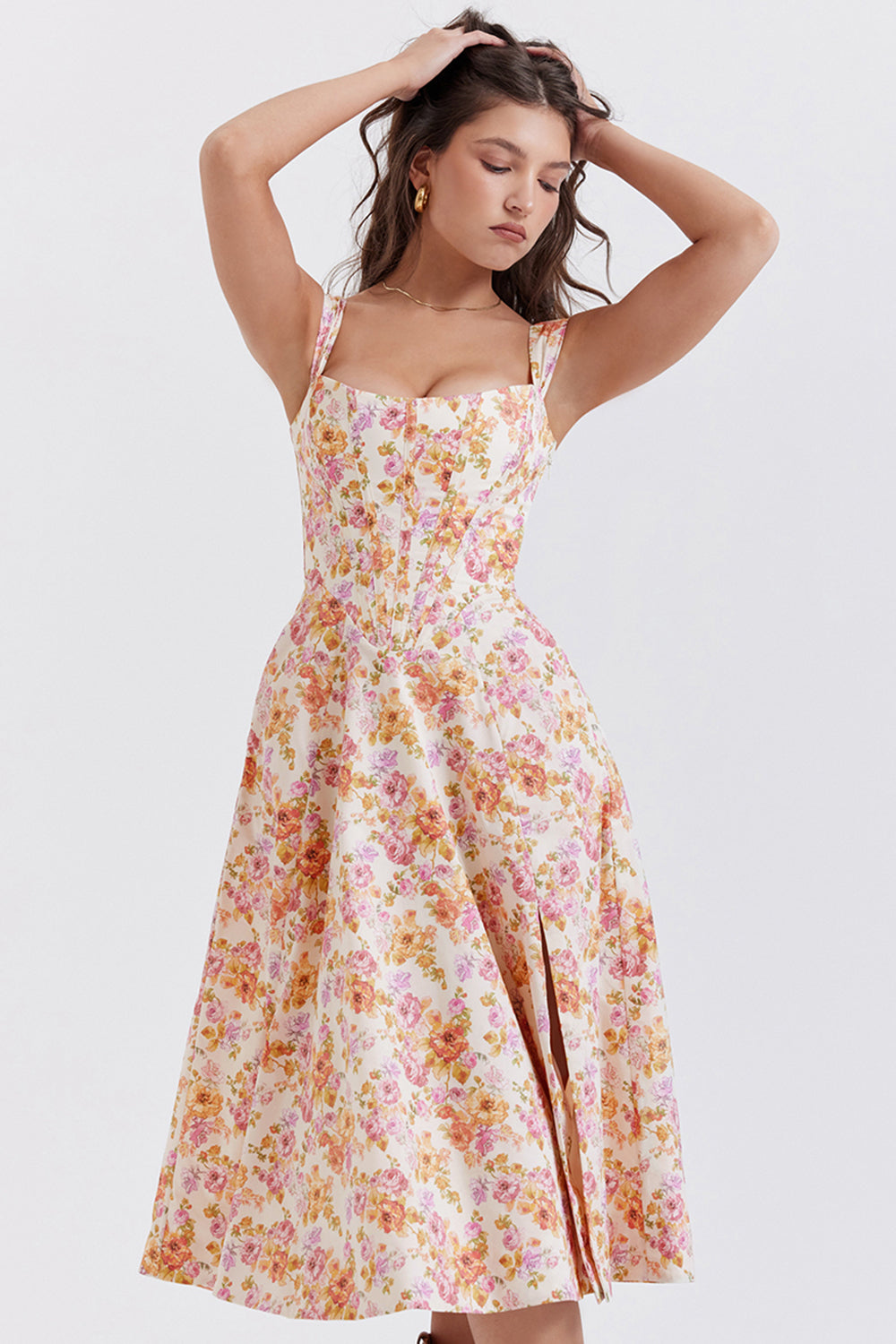 Brigid - Women's Floral Midi Summer Dress for Casual Outings