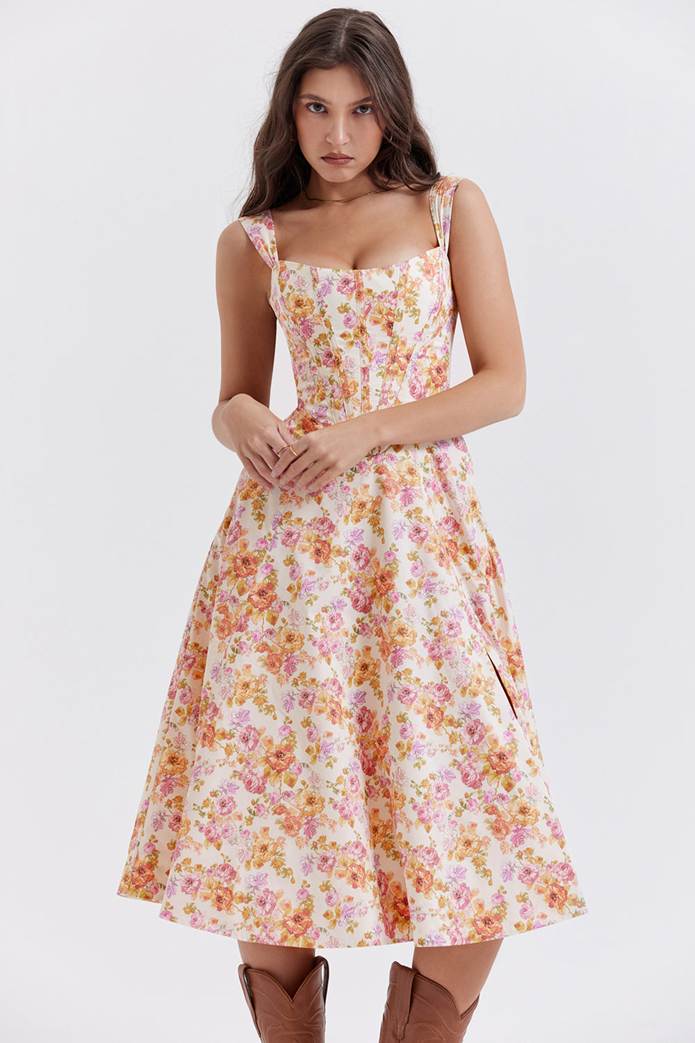 Brigid - Women's Floral Midi Summer Dress for Casual Outings