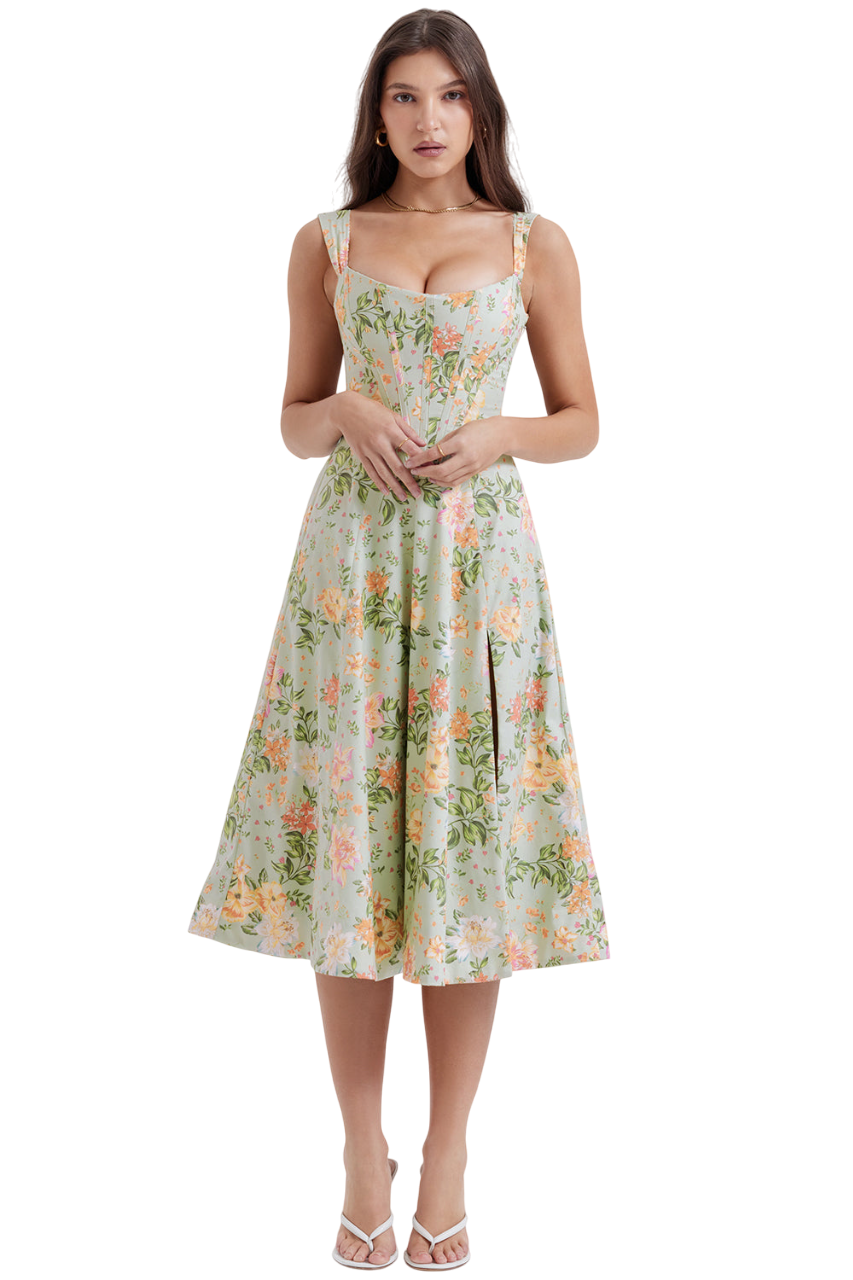 Brigid - Women's Floral Midi Summer Dress for Casual Outings