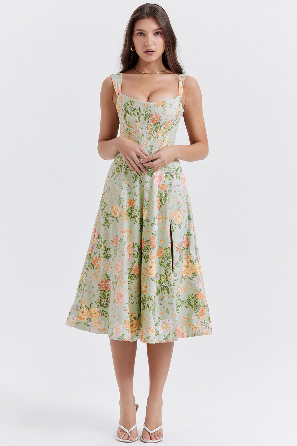 Brigid - Women's Floral Midi Summer Dress for Casual Outings