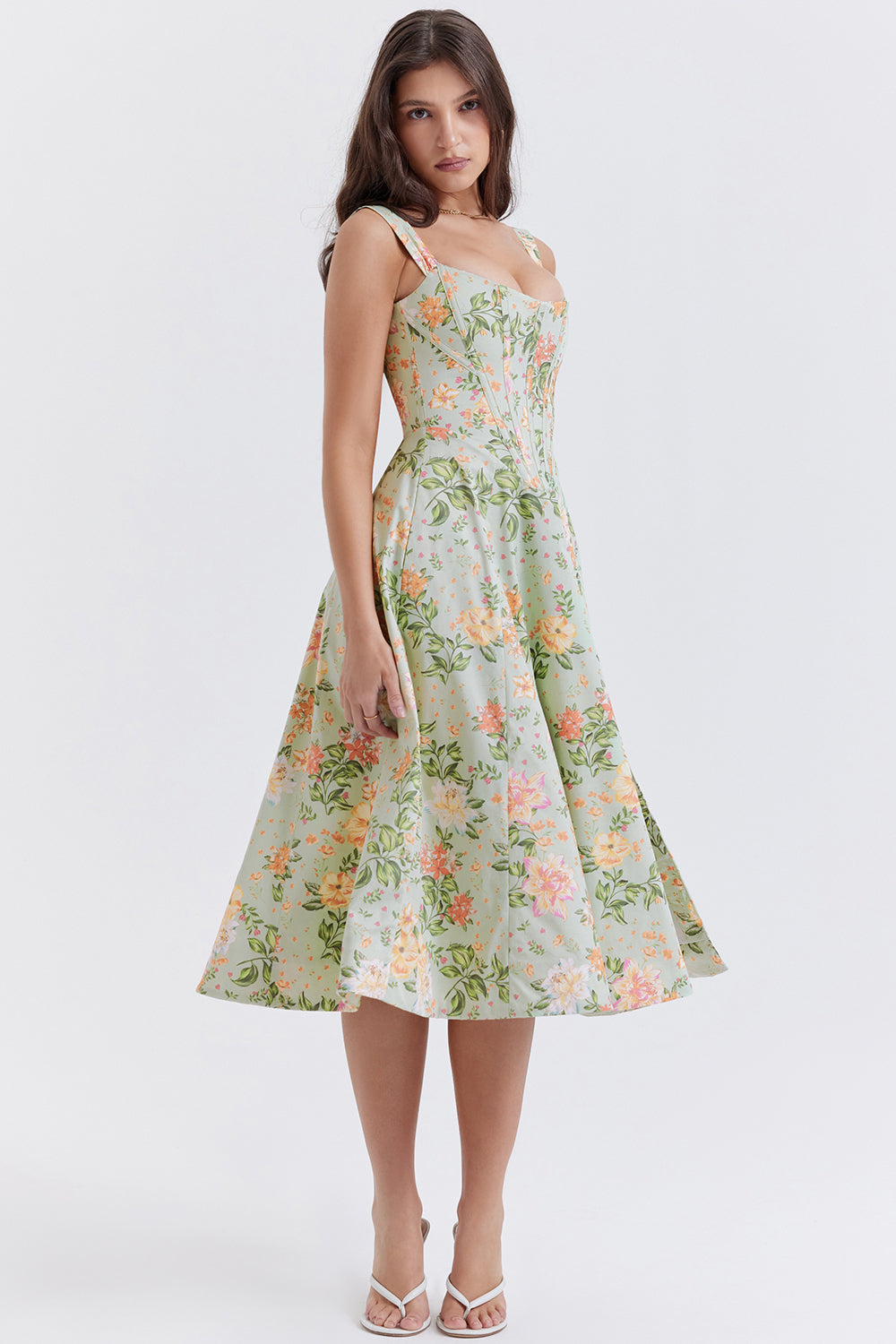 Brigid - Women's Floral Midi Summer Dress for Casual Outings