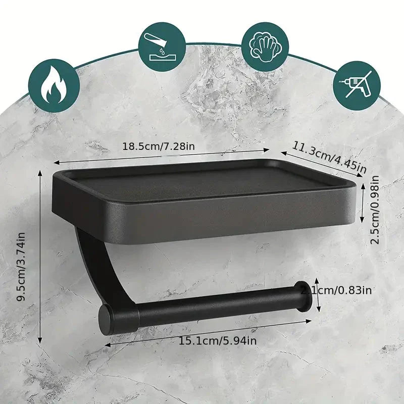 Accentra - SleekShelf Wall Mounted Toilet Paper Roll Holder With Shelf