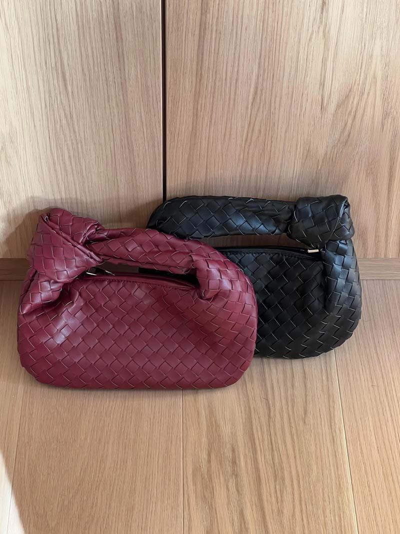 Trisha - Vegan Leather Woven Shoulder Bag Handbag For Everyday Use