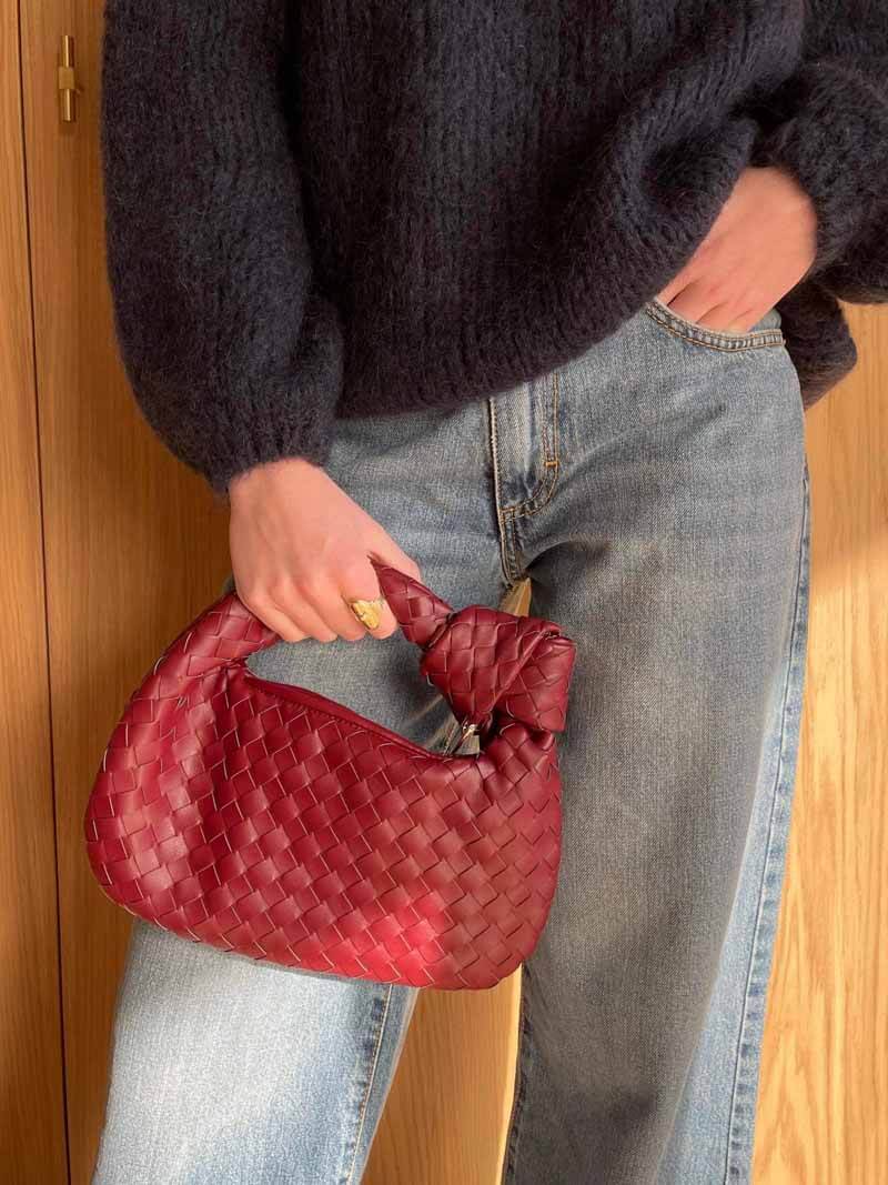 Trisha - Vegan Leather Woven Shoulder Bag Handbag For Everyday Use