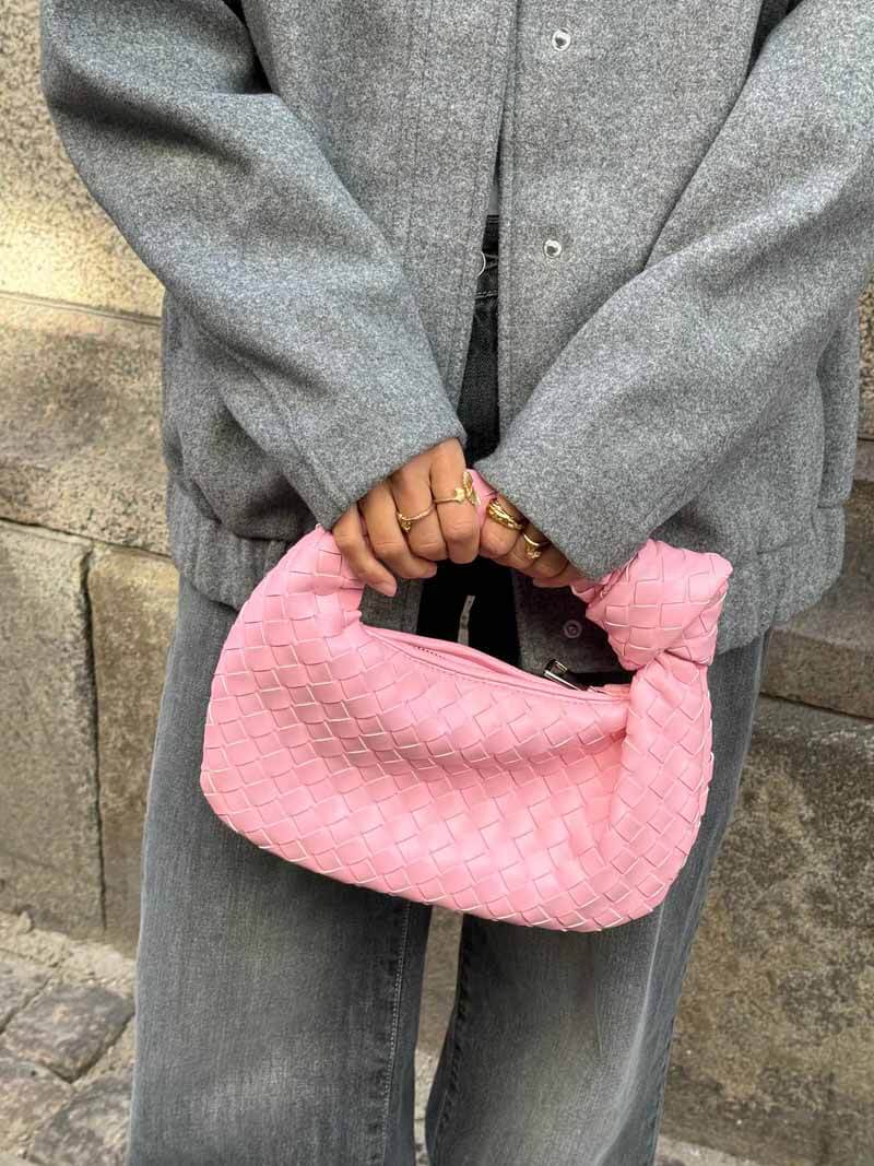 Trisha - Vegan Leather Woven Shoulder Bag Handbag For Everyday Use