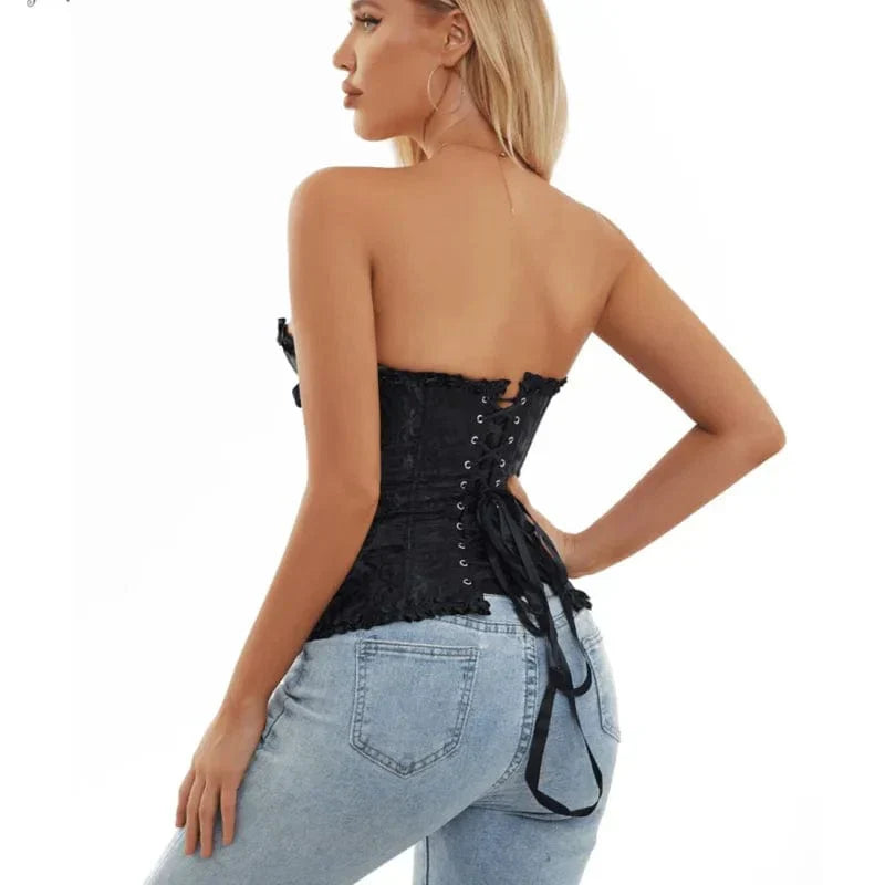 Corinne - Elegant Lace Corset with Floral Pattern and Adjustable Fit