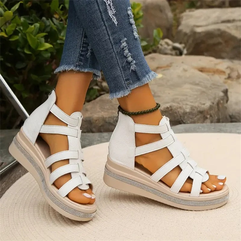 Elli - Rhinestone Wedge Sandals for Women Comfortable